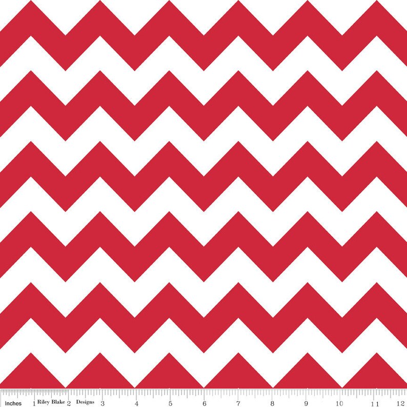Riley Blake Medium Chevron Red Fabric 1 yard image 0