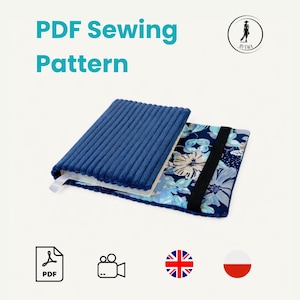 Couverture de livre A5 PDF Patron de couture - Housse en tissu DIY + Tutoriel vidéo