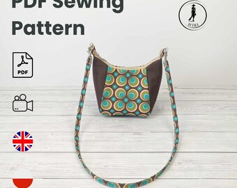 Bag pattern, crossbody bag, shoulder bag, how to sew a handbag, large bag, pdf pattern, sewing course, shopping bag, easy sewing pattern,