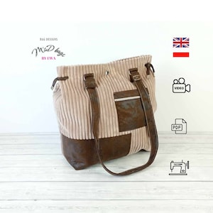 PDF Bag Sewing Pattern, Large Shoulder Bag Tutorial, Easy DIY Tote Bag, Instant Download, Handbag Pattern, Sewing Course
