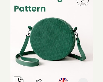 Round bag, crossbody bag, flight bag,  how to sew a handbag, large bag, pdf pattern, sewing course, shopping bag, small purse