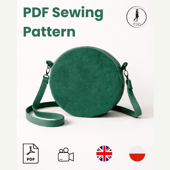 Round bag, crossbody bag, flight bag,  how to sew a handbag, large bag, pdf pattern, sewing course, shopping bag, small purse