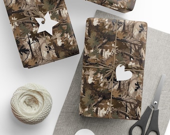 Camo Wrapping Paper, Woodland Print, Men's Birthday