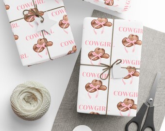 Cowgirl Wrapping Paper, Girl Wrapping Paper, Pink Wrapping Paper, Baby Girl Wrapping Paper, Cowgirl Wrapping, Cowgirl Paper Decor, Girl Gift