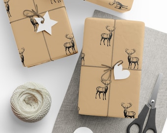 Deer Wrapping Paper, Hunting Wrapping Paper, Hunting Wrapping, Vintage Christmas Wrapping Paper, Classy Christmas Wrapping Paper, Gift Wrap
