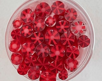 Murrini- 96 Coe-1 Oz. Red Flower- 2" Pieces- Vitrigraph Cane, Murrini, Kathy Fick Designs