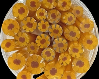 Murrini- 96 Coe- 1 Oz. Sunflower 2" Pieces- Vitrigraph Cane, Murrini, Kathy Fick Designs