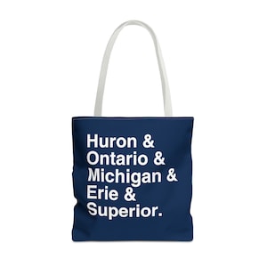 Great Lakes Tote Bag: HOMES - Huron, Ontario, Michigan, Erie and Superior | Michigan Gift | Large Tote Bag