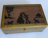 Scottie Dog, Jewelry Box, Silhouette art, golden jewel case, lined hinged box, Jewel box, 6 1 2 quot x10 quot x3 1 2 quot , trinket storage, Silhouettes