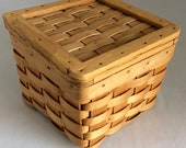 Woven basket, reed basket, 4 x 5 inch basket, hinged box, trinket box, hinged basket, kids picnic basket, country decor