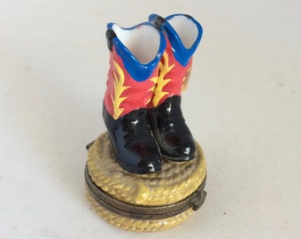 Vintage Cowboy boot trinket box jewelry box Cowboy Collector