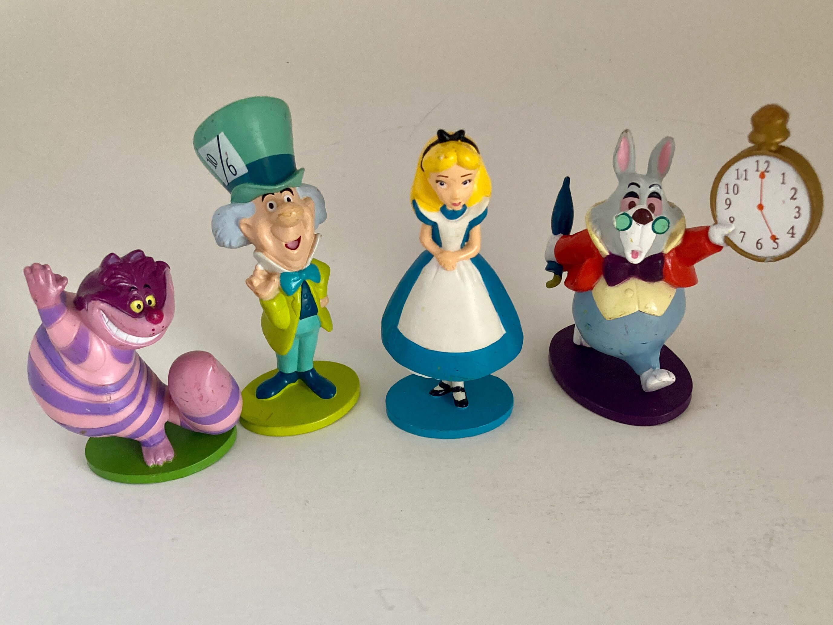 Alice in Wonderland, Action Figures, Set of 4, Alice, Cheshire Cat, Mad  Hatter, White Rabbit, 4 Inch Figures, Disney Characters, Kids Toys 