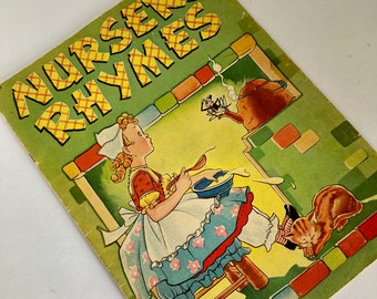 Nursery Rhymes, Vintage Kid's book, 1941-42 edition, Whitman Publishing, children's stories, 9 1/2 x 13 inches, Humpty Dumpty, Peter Peter
