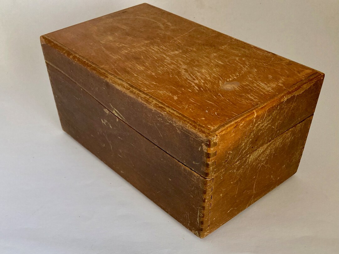Wooden File Box Rustic Box Hinged Box Dovetail Corners 6 X Etsy