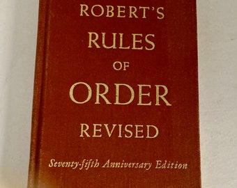 Robert's Rules of Order 75th Anniversary edition, hardcover Scott Foresman, rules motions debate voting, 1951 edition, 326 pages, 4x6"