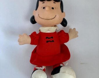 Lucy doll, from Peanuts, 10" plush, 1966 edition, United Syndicates, red dress, white collar, saddle shoes, for collector, Lucy fan gift