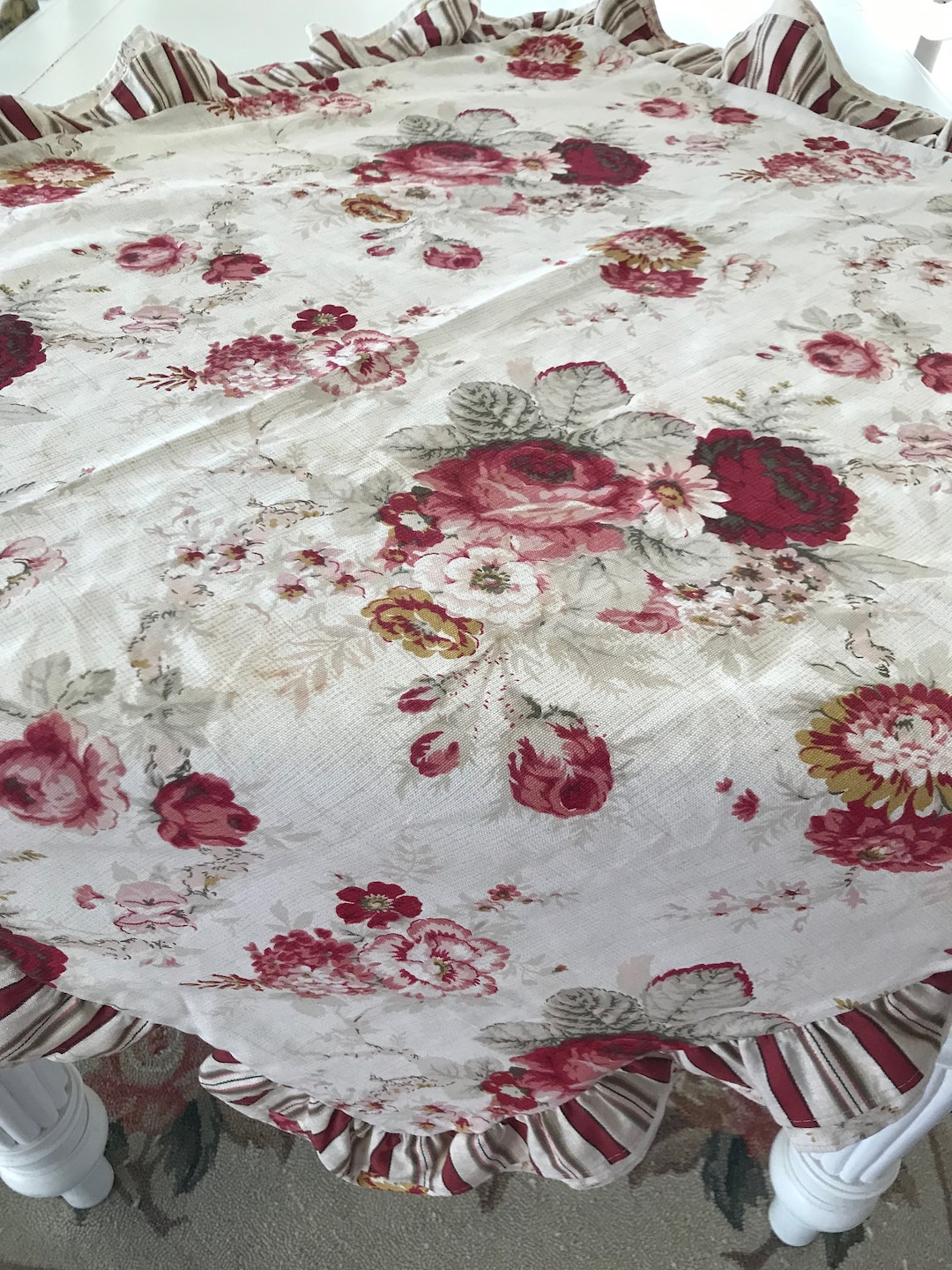 Waverly Table Topper, 40 Square Tablecloth, Garden Room Pattern, Table ...