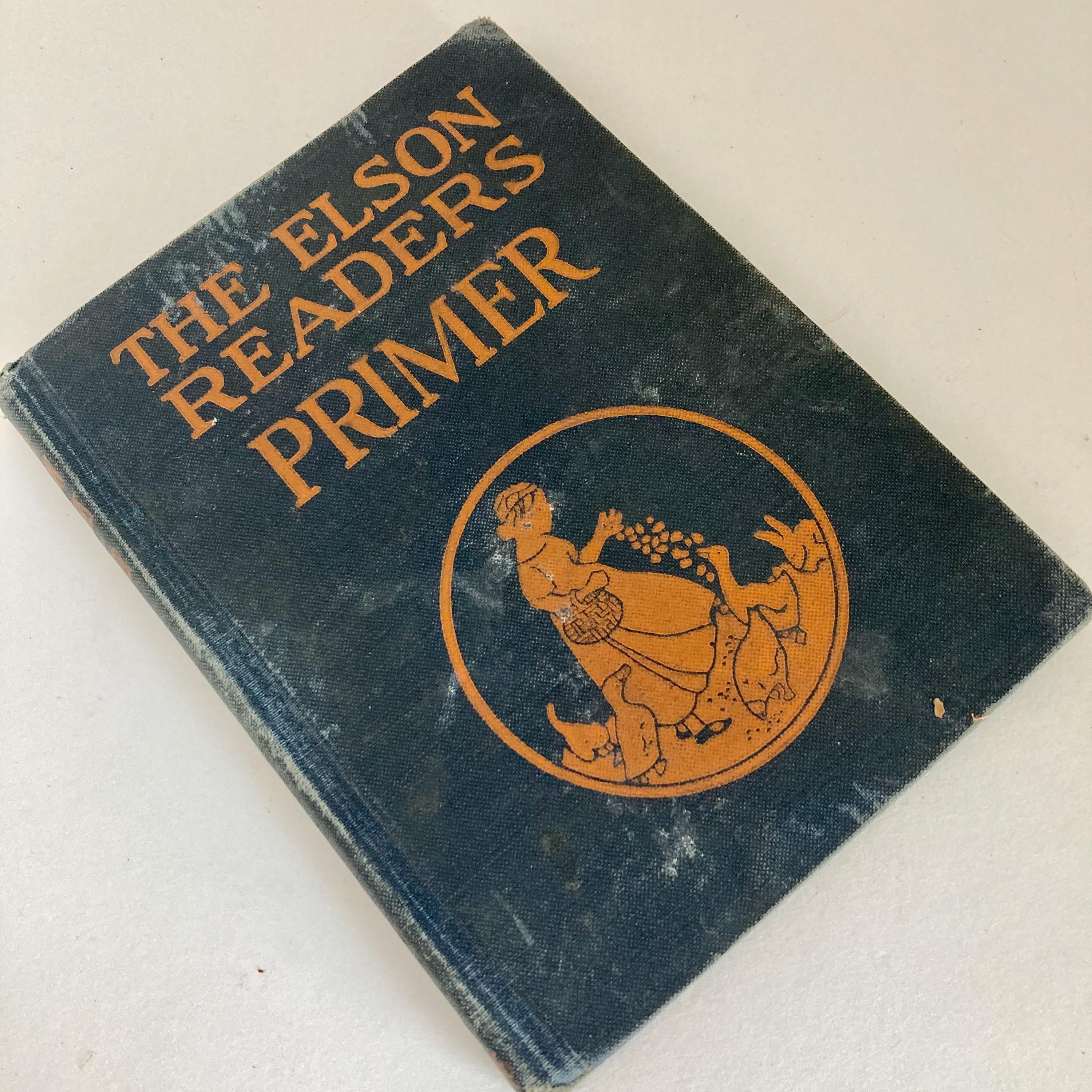 Vintage school book, The Elson Readers Primer, hardcover copy, 1930 edition, illustrated stories, children's reading text, Scott Foresman