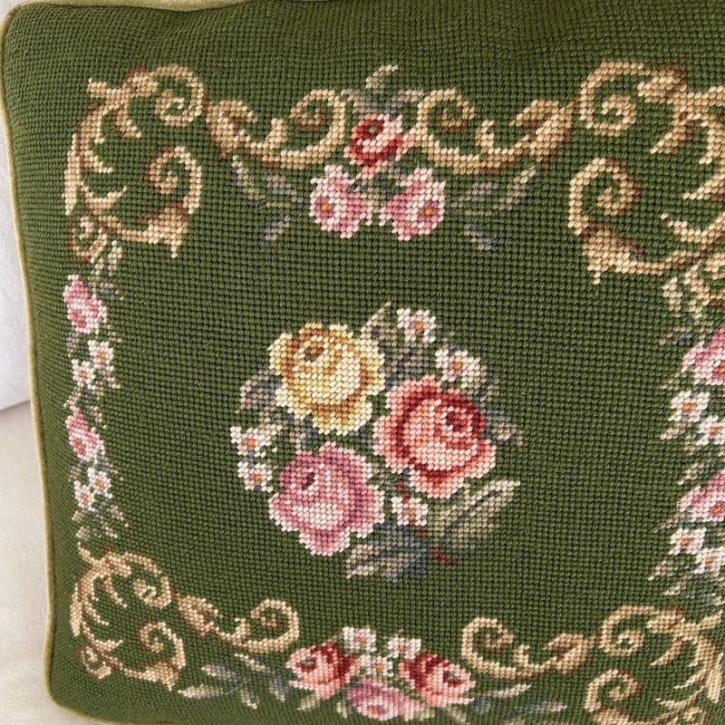 Roses Needlepoint Pillows - Etsy