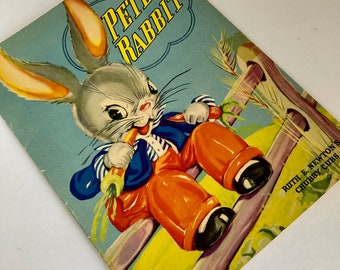 Peter Rabbit, vintage kid's book, Whitman Pub, 1938 edition, Ruth Newton's Chubby Cubs, 9 1/2 x13 inches, soft cover, children's room decor