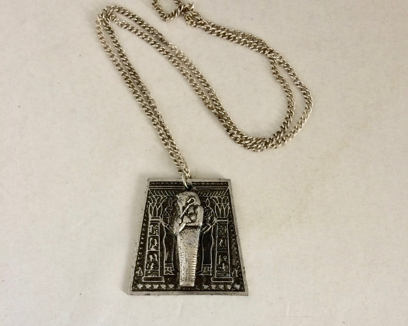 Egyptian necklace silver tone necklace pharaoh charm | Etsy