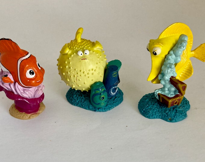 Finding Nemo Action Figures, Nemo, Bloat, Bubbles, Pixar Film, Cake Toppers, Child's Toys