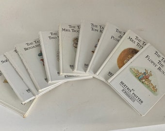 Beatrix Potter set 10 books for children by F Warne Co 1989 Tom Kitten, Mrs Tiggy Winkle, Benjamin Bunny, Squirrel Nutkin, Peter Rabbit