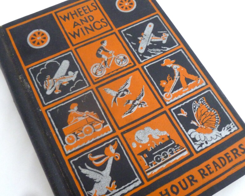 School book vintage Wheels and Wings Happy Hour Readers Etsy