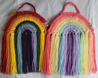 Handmade Crocheted Rainbow Wall Hanging, Pride Decor