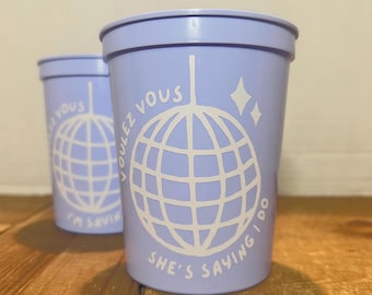 Personalized Bachelorette Party Cups: Voulez Vous Disco Theme