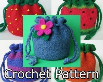 PDF Crochet Pattern -  Felted Puff Bag