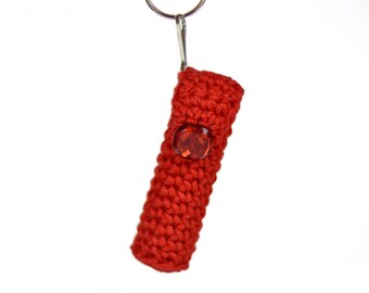 Chapstick / Lip Balm holder - red / glitter