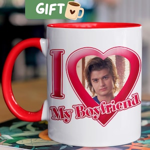 Customizable I Heart My Boyfriend Mug: Photo Gift, Valentine's Day, Stranger Things, Celebrity, Boyfriend mug,