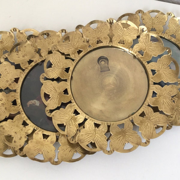 Vintage Butterfly ronde messing Picture Frame | Circulaire Frame met glas | Boheemse Tribal Decor