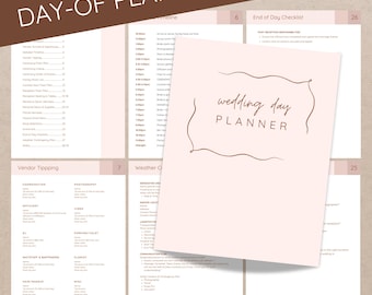 Day-Of Hochzeitsplaner Vorlage, DIY Braut Checkliste (bearbeitbare Canva, druckbare PDF)