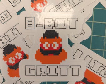 Pegatina de pixel art de cabeza Gritty de 8 bits