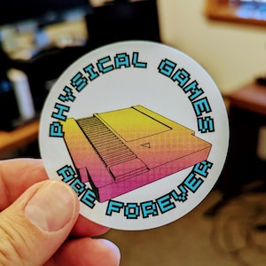Physical Games are Forever sticker | Retro gaming sticker NES cartridge