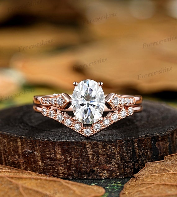 Oval Diamond Custom Engagement Rings Carat Oval Cut 3-Pieces Rose