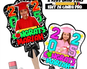 Editable Graduation Hand Fan for Kids – 2025 Grad Fan – Canva Template for Preschool, Kindergarten or Elementary Graduation
