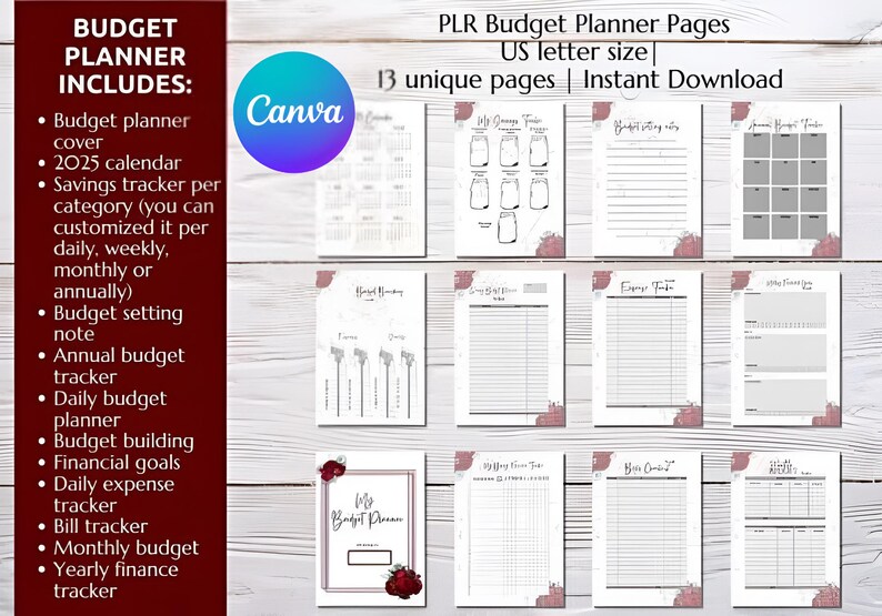 PLR Budget Template in Canva | Editable Finance Tracker | Money Planner ...