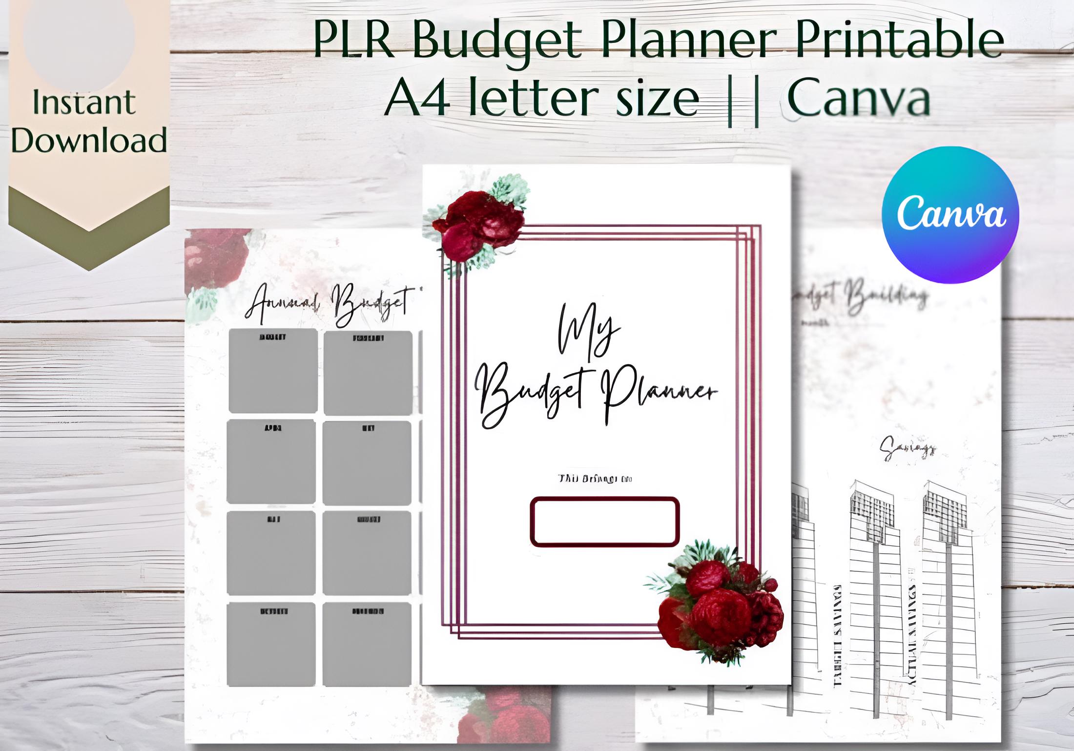 PLR Budget Template in Canva | Editable Finance Tracker | Money Planner ...