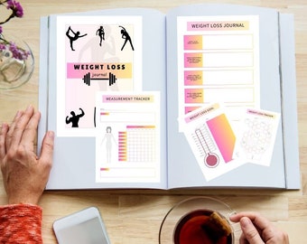 Weight Loss Journal PDF, Fitness Planner Printable, Weight Tracker, Health Planner, Meal and diet planner Slimming planner, Workout Tracker