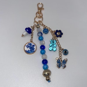Butterfly Keychain Bag Charm, Y2K Charm Keychain, Eclectic Style Keychain, Charm for purse (Blue)
