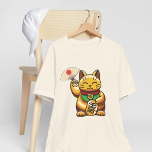 Golden Cat T-shirt, Cute Cat T-shirt, Japanese Cat T-shirt, Money cat-Fortune T-shirt, Graphic Tee, Maneki-neko, cat lover tee, cute cat