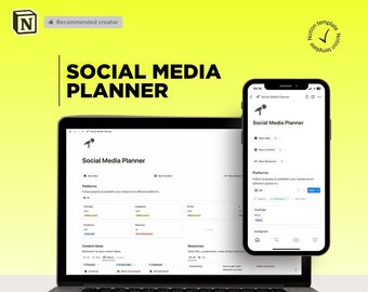 Planerare för sociala medier | Innehållsplanerare för Notion | Innehållskalender | Mall för Notion | Hanterare för sociala medier för Notion