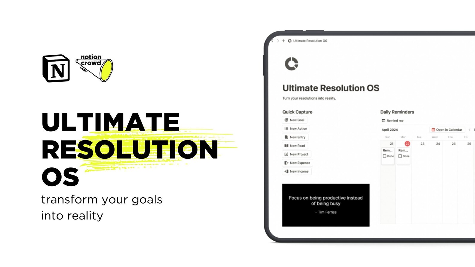 Ultimate Resolution OS | Notion Goals Tracker | Habit Tracker Notion ...