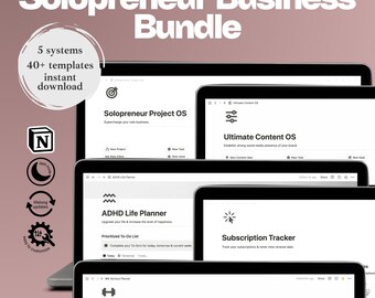 Solopreneur Business Bundle Notion | Solopreneur Tracker | Solopreneur Journal | Notion Freelancer | Future Entrepreneur
