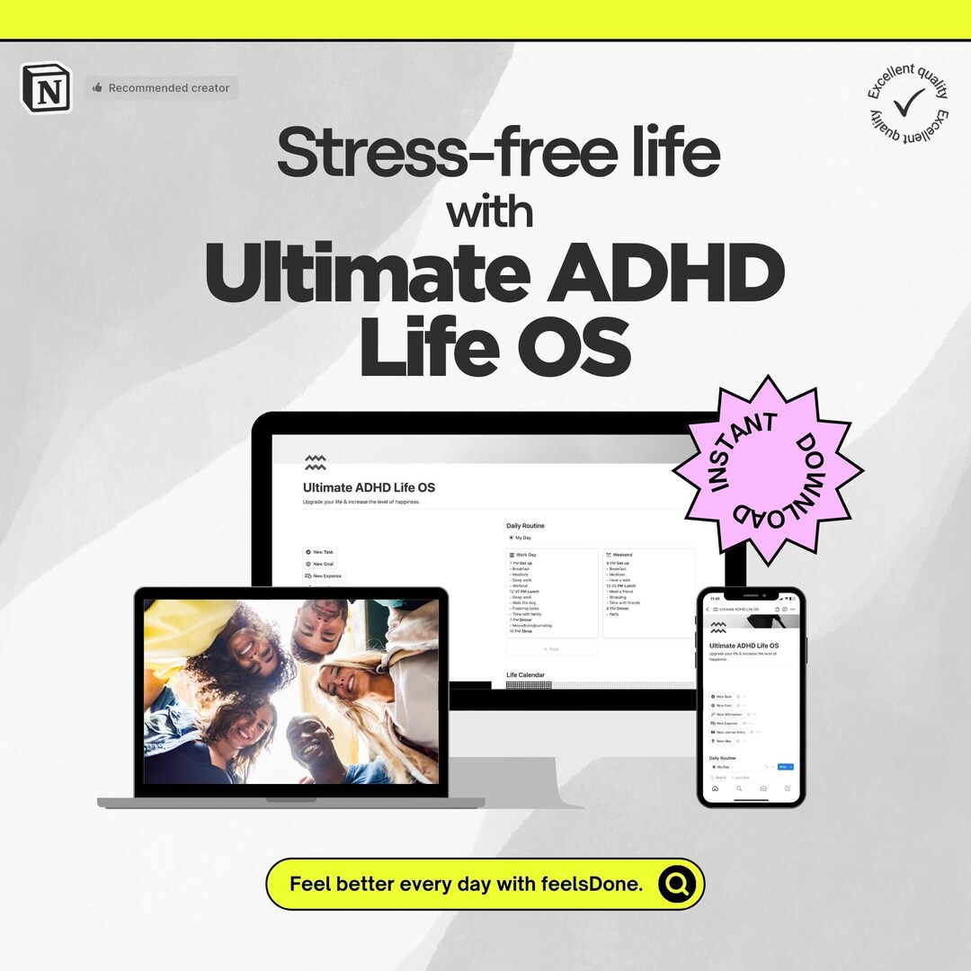 ADHD Life Planner | Notion Template | Life Organizer | Mental Health ...