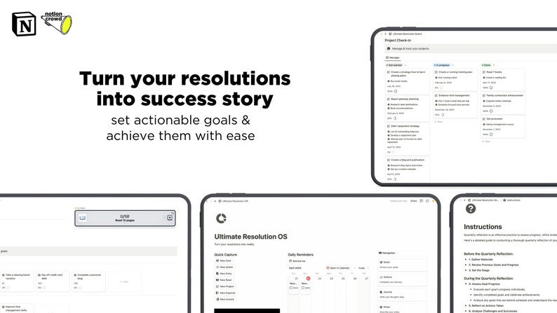 Ultimate Resolution OS Notion Goals Tracker Habits Tracker Notion ...