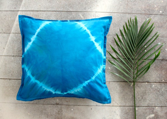 Housse de Coussin en coton indien imprimé tie dye bleu shibori Oreillers cas 16x16/"